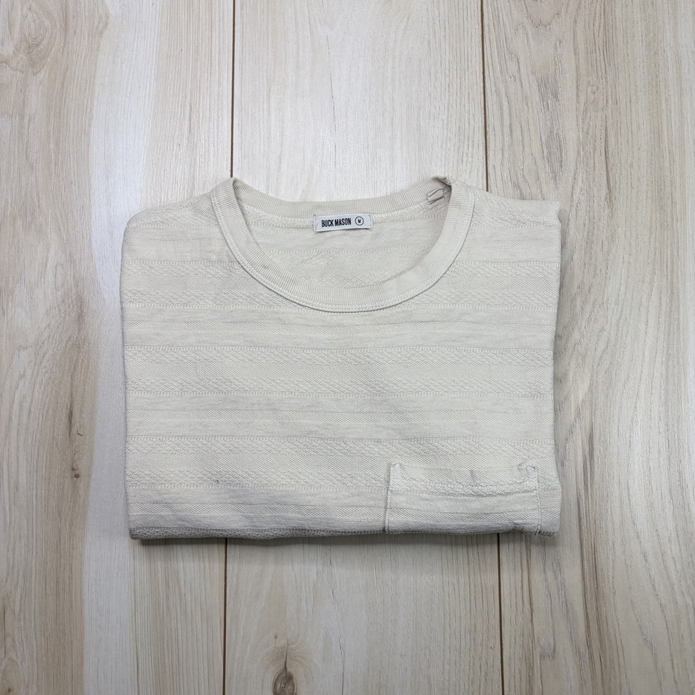 Buck Mason Men's AVALON KNIT CLASSIC TEE 100% Cotton Ivory Size Medium